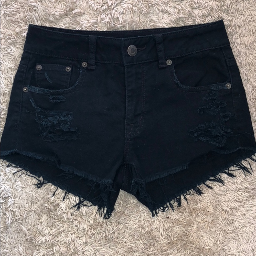 Black festival distressed American eagle shorts